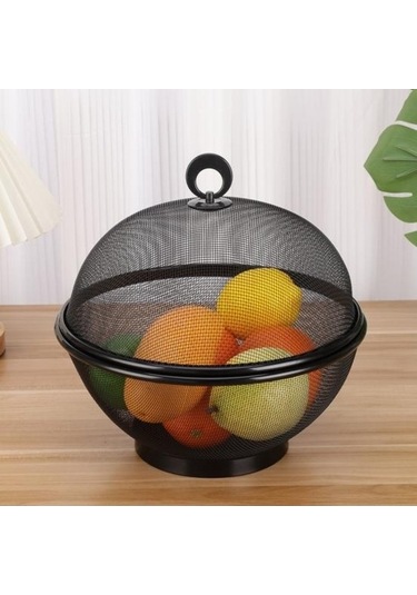 Pazly Kapaklı Meyve Tutucu Hızlı Boşaltma Süzgeci, Yeniden Kullanılabilir Mutfak Sepeti, Modern Sinek Önleyici, Aşınmaya Dayanıklı Mavi Mavi