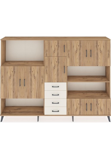 Arges Dolap 9 Raflı 4 Çekmeceli 8 Kapaklı 220x30x163 Çam-çam/ayta Çam-çam/aytaşı