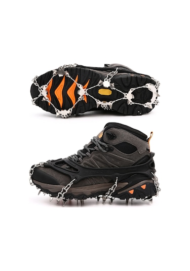 Vkemall "26 Dişli Paslanmaz Çelik Buz Tırmanış Ayakkabı Kızağı - Her Zemin İçin Kaymaz Taban"