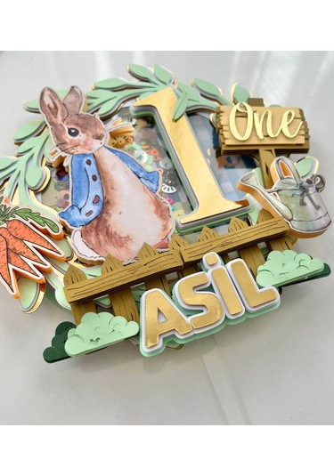 Peter Rabbit Temalı İsme Özel Erkek Çocuk Doğum Günü Pasta Süsü