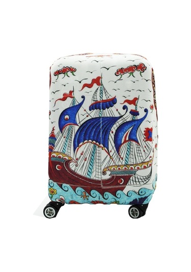 My Saraciye 57 Valiz Kılıfı, Bavul Kılıfı - Çini Gemi 57 Çok Renkli