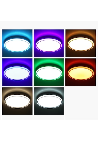 Akıllı Plafonyer Akıllı Tavan Lambası Yuvarlak Uzaktan Kumanda Çok Renkli