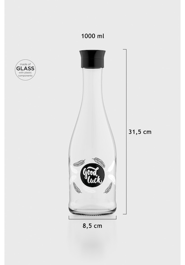 Renga Gala Good Luck Desenli 1000 Ml Cam Karaf 212011 Siyah