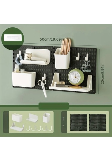 Topshop1 11 Parça Siyah Taban Plakası Ve Beyaz Aksesuarlı Masaüstü Depolama Rafı Seti Öğrenci Yurdu Ev Mutfak Kullanımı