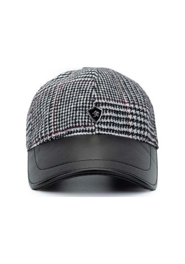Tamer Tanca Erkek Deri & Tekstil Siyah Beyzbol Şapka 524 1121 Sapka Sk24-25 Syh/byz Dsnl Siyah Beyaz