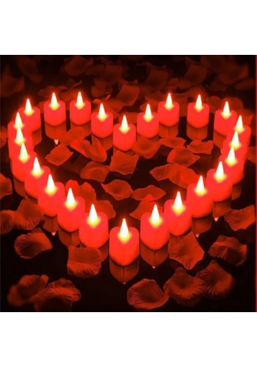 Kosona 24'lü Kalp Şekilli Led Mum Seti - Pil Dahil, Ateş Riski Yok, Romantik Ve Festivite Dekorasyonu