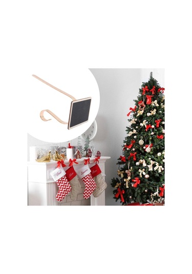 Suntek Çiftlik Evi Tahta Sağlam Yapılı Noel Çorabı Tutacağı Altın Kanca 1 Adet Çok Renkli