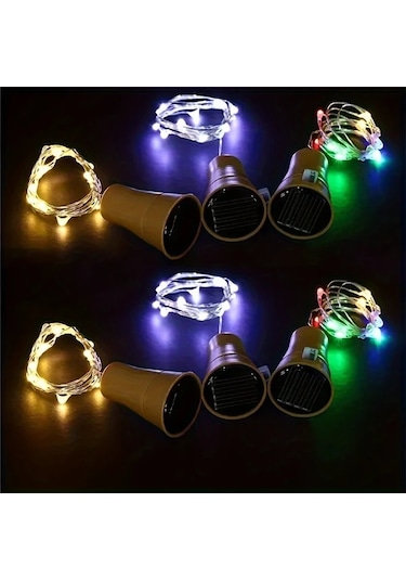 Honeybeeshop 6 Adet Solar Şişe Lambası Gündüz Şarj Gece Otomatik Aydınlatma Parti Noel Yılbaşı Dekorasyonu Sıcak Beyaz