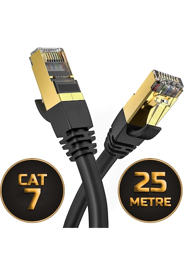 25 Metre Cat 7 Ethernet Kablosu 10 Gigabit/s 600 Mhz Premium Meta