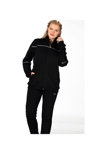 Fantasy Kadın Fermuarlı Büyük Beden Lacivert Eşofman Takım 201802