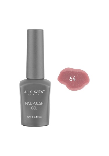 Alix Avien Işıltılı Nude Pembe Kalıcı Oje 64-yoğun Renk Veren Jel Oje 12 Ml-nail Uv Gel Polish 64