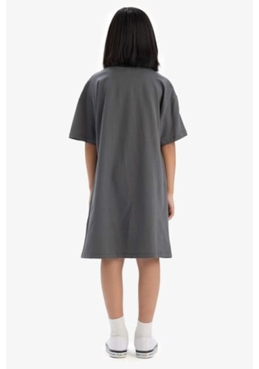 DeFacto Kız Çocuk Oversize Geniş Kalıp Bisiklet Yaka Baskılı Kısa Kollu Yazlık Elbise E5805A825HSGR164 DeFacto Kız Çocuk Oversize Geniş Kalıp Bisiklet Yaka Baskılı Kısa Kollu Yazlık Elbise E5805A825HSGR164