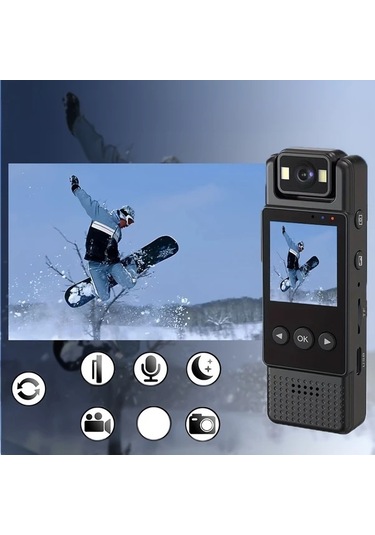 Dashanshop Dv Camera L12 1200mah 1080p Full Hd Giyilebilir Aksiyon Kamerası Uzun Ömürlü Pil Usb Çift Şarj Gece Görüşü