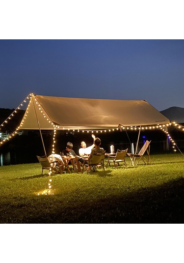Ranyeek Dış Mekan Solar Led Kamp Çadırı Aydınlatma Işıkları - 5 Metre 50 Led, Pil Kutusu Çok Renkli
