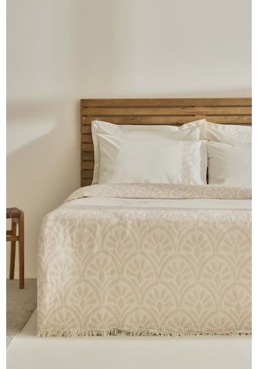 Karaca Home Shailyn Nakışlı Müslin Çift Kişilik Pike Takımı Pudra Pudra