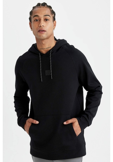 DeFactoFit Standart Fit Cepli Kapüşonlu Sporcu Sweatshirt D0926AX24AUBK81