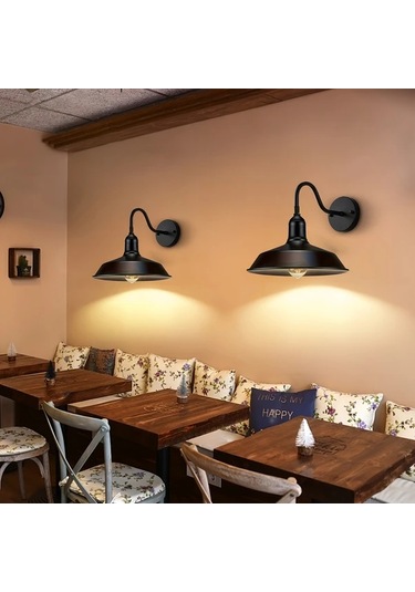 Xuweiwei 1 Adet Çiftlik Evi Duvar Lambası Çiftlik Duvar Lambaları Kaz Sığırları Vintage Siyah Endüstriyel Veranda Giriş Garaj Aksesuarı Ahşap