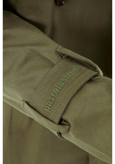 Pastelastore Esnek Pamuk Gabardin Midi 95cm Astarsız Kadın Trençkot 1118 Haki Yeşil