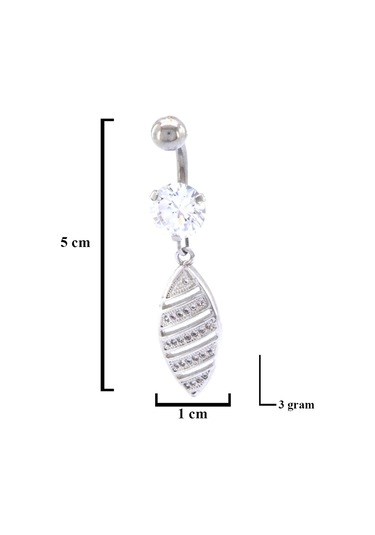 Ferizz 316l Çelik Zirkon Taşlı Piercing Prc-132 Gümüş