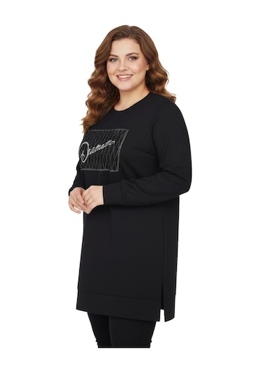 Caftan Kadın Siyah Sıfıryaka Taşlı Tunik Bgl-st05086 Siyah