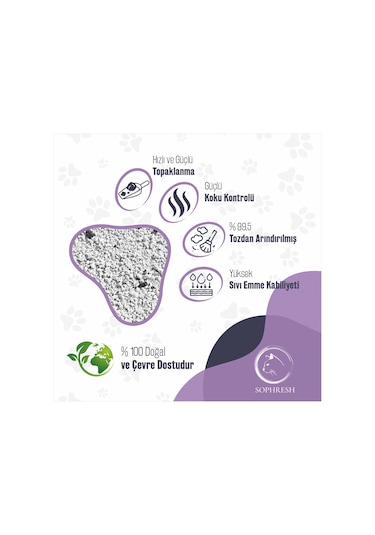 Sophresh Ps250 Lavanta Kokulu Topaklaşan İnce Bentonit Kedi Kumu 20 L