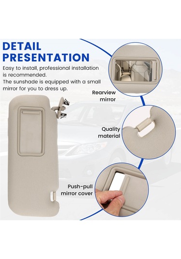 Araba İçi Güneşlik Aynalı Güneşlik Sol Sürücü Tarafı Bej