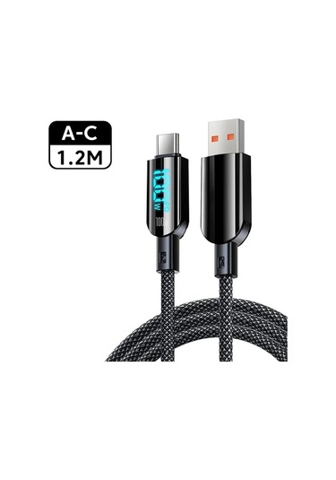 100w Usb Tip C Kablo Hızlı Şarj Kablosu Xiaomi Redmi İçin Led Ekran Telefon 100w Type C Cable 1.2m