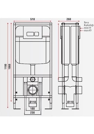 Gömme Rezervuar 2 Kademeli Sırt Sırta