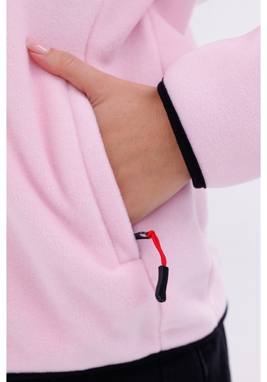 Monox Kadın Slim Fit Tam Fermuarlı Polar Ceket Pembe