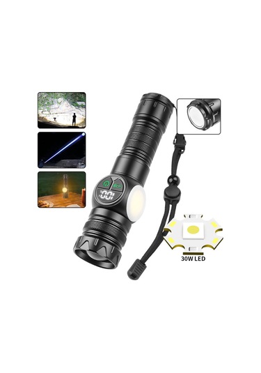 Profesyonel Zoomlu 30w Powerbank Mıknatıslı Avcı Kamp Tamirci Feneri Ps-8745 Siyah