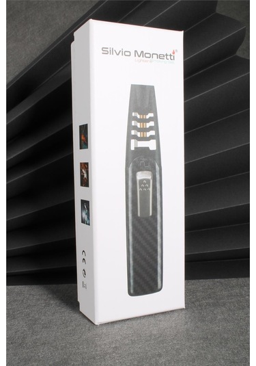 Silvio Monetti Siyah Renk Güçlü Karbon Desen Metal Başlık Pürmüz Gazlı Çakmak 24csm898mr01