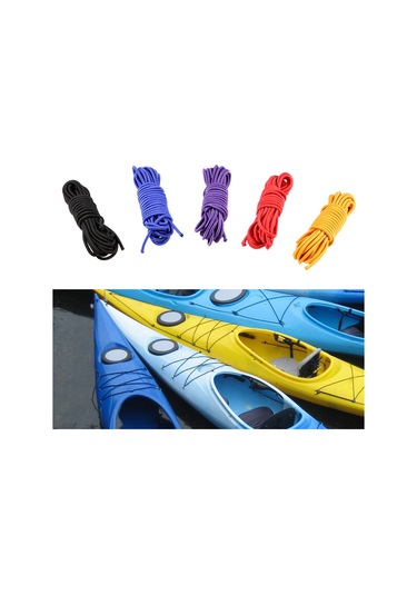 Neevoyu Siyah 4mm Lateksli Kayık Kordonu - Çantalar Ve Eşyaları Sabitlemek İçin Esnek Lastik Telli İp