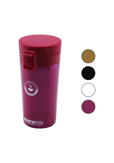 Çelik 18-8 Metal Termos Kupa Bardak 300ml Filtreli Kulpsuz Bas-aç Kilitli Kapak 5365 Çok Renkli