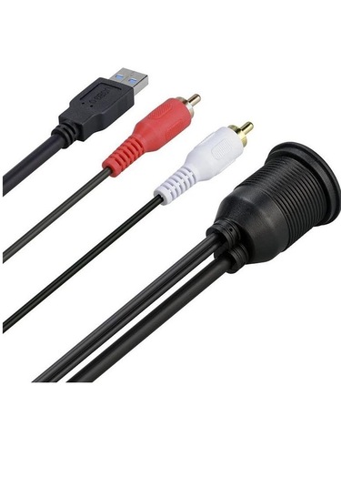 4825 Usb 2rca 3.5mm Aux Araç İçi Kontrol Paneli Uzatma Ek Kablosu