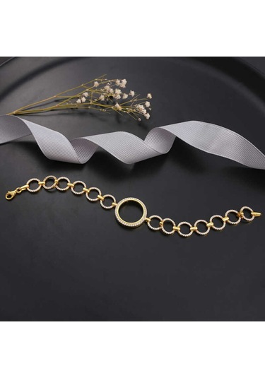 Casera's Gümüş Çeyrek Takılabilen Altın Kaplama Kadın Bileklik Csr2185318 Gümüş