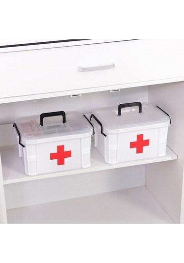 Sones Aile Çok Katmanlı Acil Tıp Saklama Kutusu Ev Plastik Kutusu, Boyut: L Beyaz