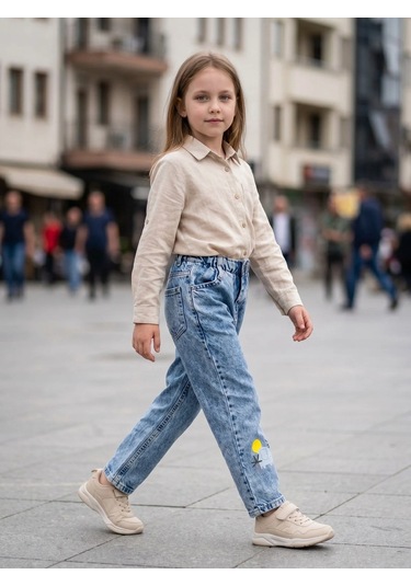 Kaizer Jeans Kar Yıkama Fil Desenli Çocuk Pantolonu Mavi