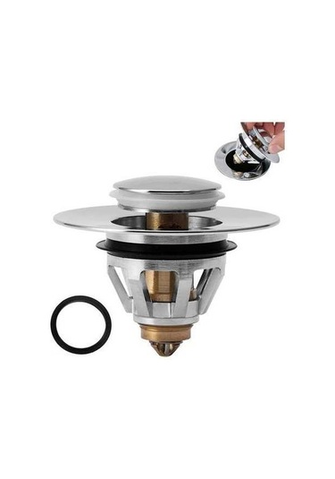 Besthome1 Banyo Lavabo Çıkış Kapağı, Bakır Gövde, Krom Kaplama, Tıklama Filtre, 33 Mm Montaj, Gümüş Renk Diğer