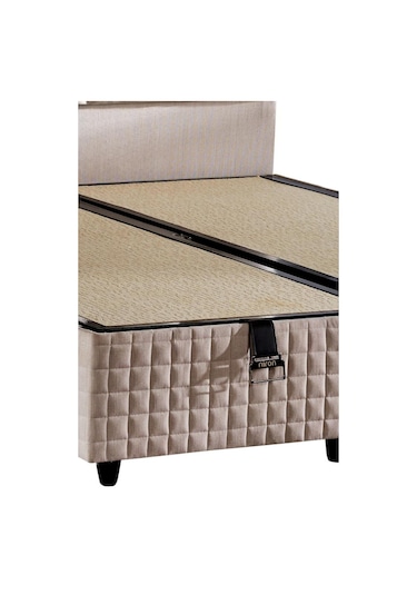 Star Baza Ve Başlık Seti 180x200 Cm Çift Kişilik Krem Keten Kumaşlı Lüks Baza Ve Başlık Takımı