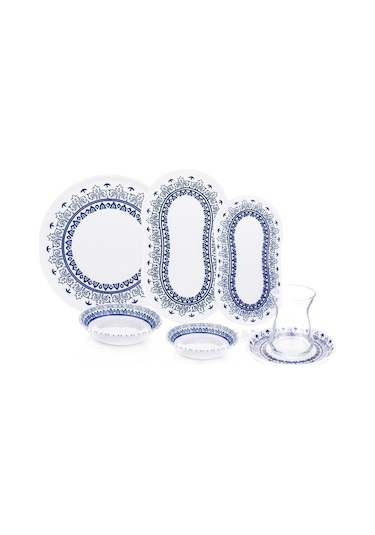 Bambum 26 Parça Lara Kahvaltı Takımı Maku B5184 Mavi - Beyaz