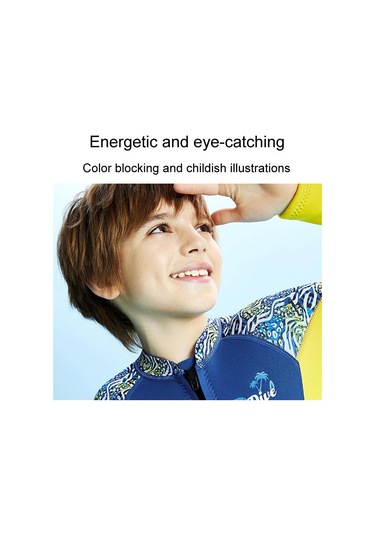 Dalış Ve Yelken 2.5 Mm Çocuk Kalınlaşmış Sıcak Tek Parça Uzun Kollu Wetsuit Anti-soğuk Şnorkel Sörf Elbisesi Mavi