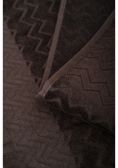 Ansaaj Kadife Jakarlı 4 Parça Bornoz Takımı Kahve