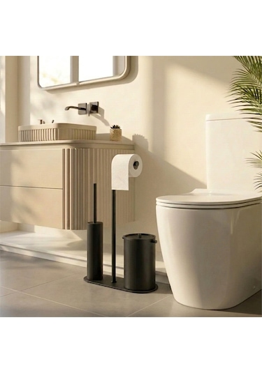 Kobos Nova Çöp Kovalı Yuvarlak Hareketli Wc Set Mat Siyah Kbw-907mb