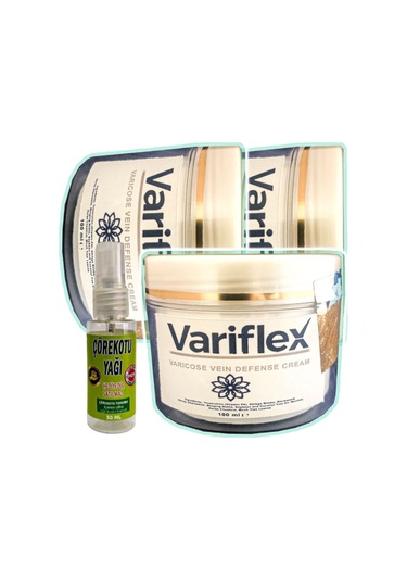 Variflex Varicose Vein Defense Cream 3 Adet 100 Ml Varis Giderici Krem + 30 Ml Çörek Otu Ağrı Dindirici Yağ
