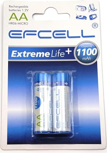 Efcell HR-1100 1100 mAh 1.2 V AA Ni-MH Şarj Edilebilir Kalem Pil 2'li