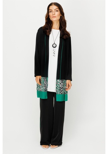 Leopar Detaylı Ceket İçtunik Pantolon Kolye Takım Yeşil-yeşil Yeşil