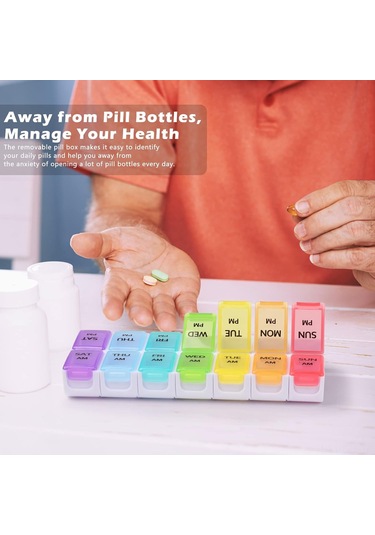 Fosenze Haftalık 14 Bölmeli Saçma Sert İlaç Kutusu - Hermetik Korumalı, Taşınabilir, Gıda Kalitesi Pp Malzeme, İlaç Ve Küçük Eşya Depolama Beyaz