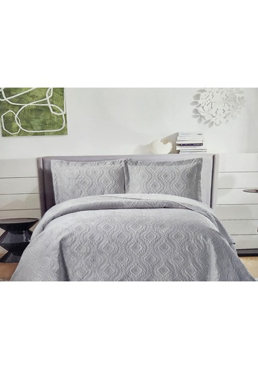 Soft Çift Kişilik Yatak Örtüsü Damaks Gri Gri