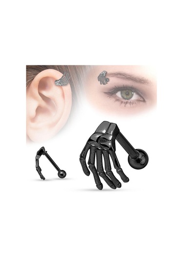 Siyah Paslanmaz Çelik 3 Renk Delici Kaş Tragus Burun Meme Halkası Bar Dudaklar Pirsingler