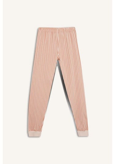 Defacto Kız Çocuk Pijama Takımı Baskılı Uzun Kollu Üst Çizgili Uzun Alt F6233a825wnpn70 Pembe